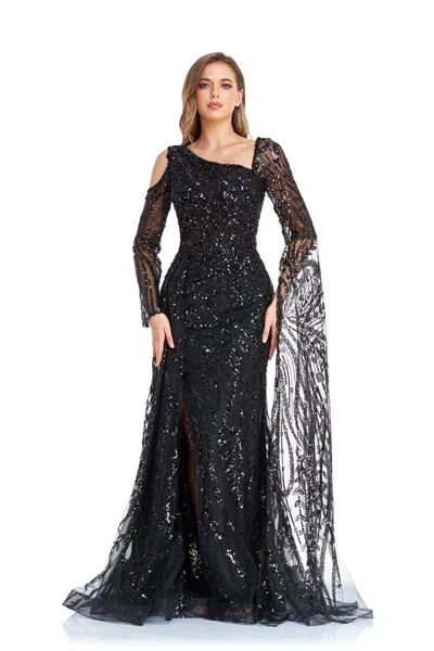 High Couture Nr2262 Long Formal Beaded Prom Dress In Black