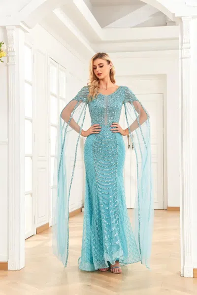 High Couture Nr2263 Prom Long Formal Evening Dress In Blue