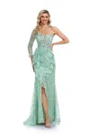 High Couture Nr2268 Prom Long One Shoulder Formal Dress In Green