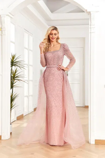 High Couture Nr2270 Prom Long Sleeve Formal Evening Dress In Pink