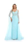 High Couture Nr2274 Long Off Shoulder Prom Formal Dress In Blue