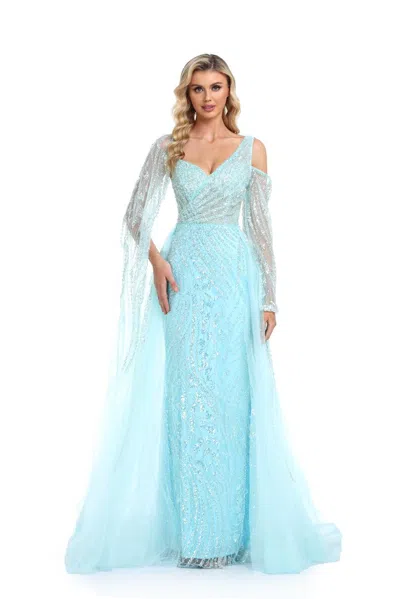 High Couture Nr2274 Long Off Shoulder Prom Formal Dress In Blue