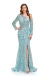 High Couture Nr2278 Long Formal Sequin Evening Dress In Blue