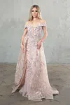 High Couture Nr2283 Long Floral Applique Formal Evening Dress In Pink