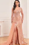 High Couture Nr2288 Beaded Long Formal Sequin Evening Dress In Orange