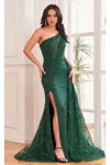 High Couture Nr2294 Formal Beaded Long Overskirt Prom Dress In Green