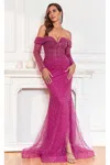 High Couture Nr2316 Fitted Slit Long Beaded Evening Formal Dress In Pink