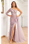 High Couture Nr2335 Beaded Long Slit Formal Evening Dress In Pink