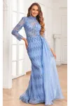 High Couture Nr2336 Beaded Long Formal Evening Dress In Blue