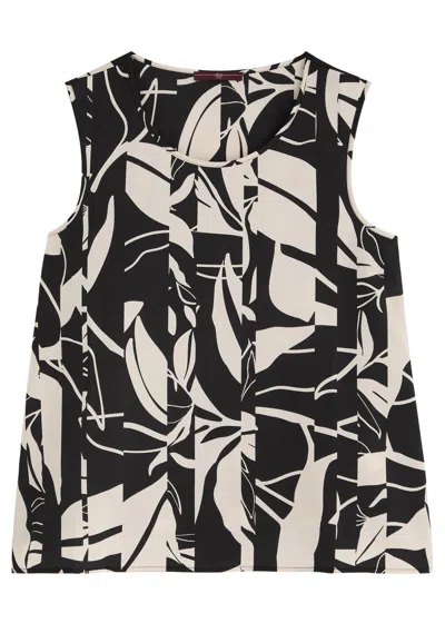 High Cue Printed Satin Top In Beige