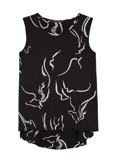 High Cue Printed Satin Top In Black And White