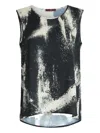 High Cue Spray-effect Print Satin Top In Black