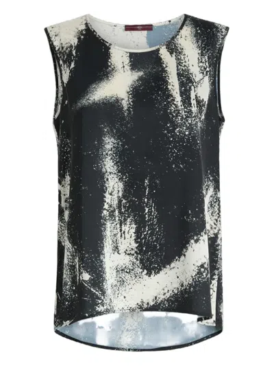 HIGH CUE SPRAY-EFFECT PRINT SATIN TOP