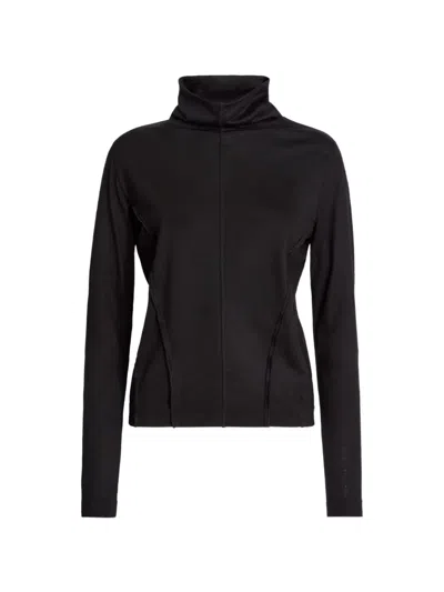 High Deflect Exposed-seam Long-sleeved Turtleneck T-shirt In Black