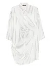 High Draped Button-front Shirt In White