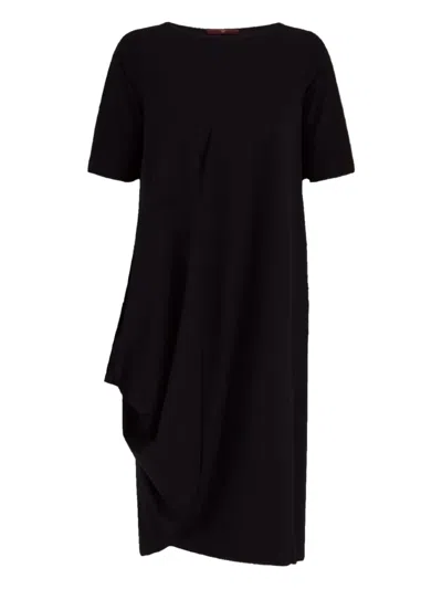 High Draped Pocket Dress In Blue