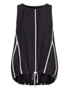High Drawstring Panelled Top In Black