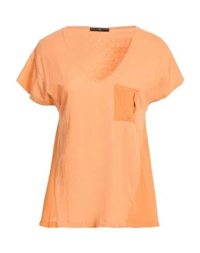High Echo Woman T-shirt Orange Size L Cotton, Linen, Rayon