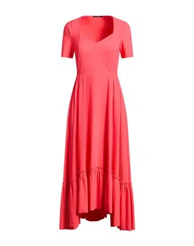 High Endearing Woman Midi Dress Coral Size 12 Nylon, Elastane In Red