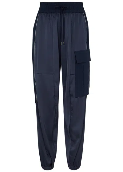 High Energize Satin-crepe Cargo Trousers In Blue