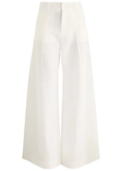 High Expert Wide-leg Twill Trousers In Cream