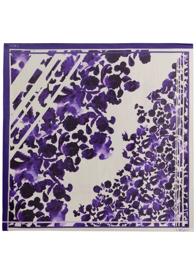 High Fanatic Printed Silk Scarf In Purple