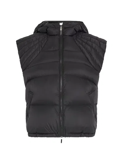 High Fanny Quilted Hooded Gillet In Black