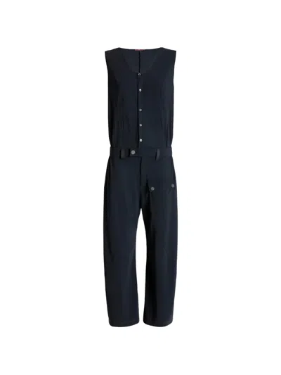 High Figurine Button Belted Jumpsuit In Black