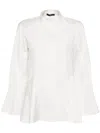 High Flared Long Sleeves Blouse In Neutrals