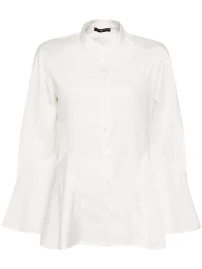 High Flared Long Sleeves Blouse In Neutrals