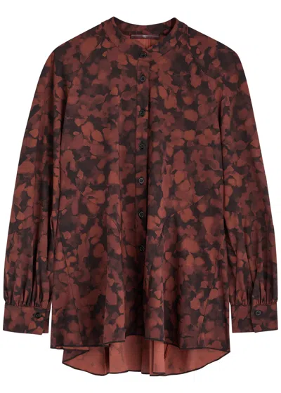 High Fortunate Printed Panelled Nylon Shirt In Orange