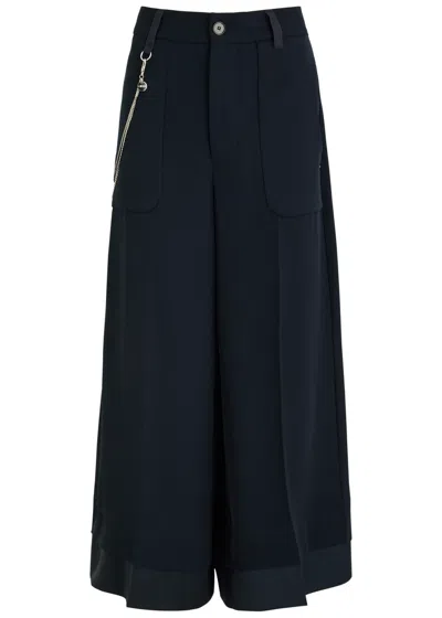 High Freeway Wide-leg Stretch-twill Trousers In Navy