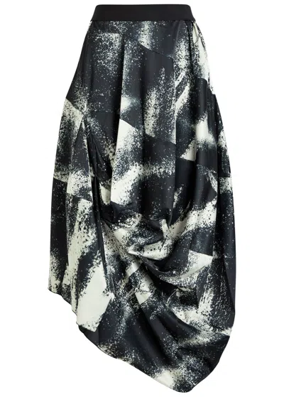 High Geek Printed Satin Midi Skirt