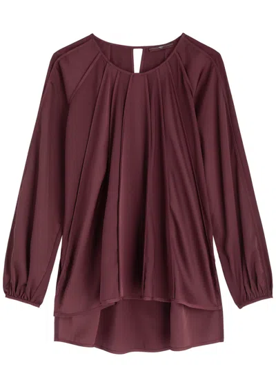 High Give Chase Satin Blouse In Burgundy