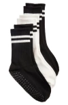 High Heel Jungle 3-pack Varsity Grip Crew Socks In Black/ Black/ White