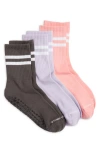 High Heel Jungle 3-pack Varsity Grip Crew Socks In Multi