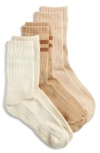 High Heel Jungle 3-pack Varsity Grip Crew Socks In Brown