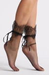 High Heel Jungle All Lace Up Crew Socks In Black