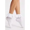 High Heel Jungle Amelia Satin Frill Ankle Socks In White