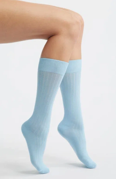 High Heel Jungle Arcade Stripe Crew Socks In Blue