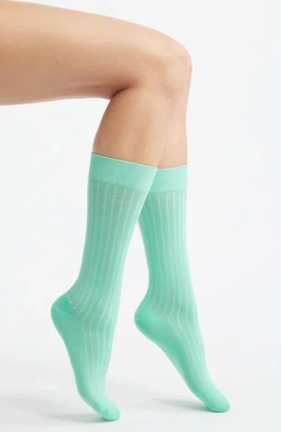 High Heel Jungle Arcade Stripe Crew Socks In Green