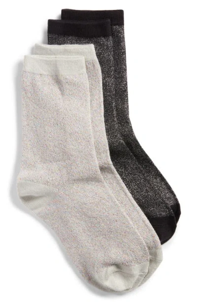 High Heel Jungle Assorted 2-pack Metallic Crew Socks In Neutral