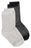 High Heel Jungle Assorted 2-pack Metallic Crew Socks In Black/ Silver