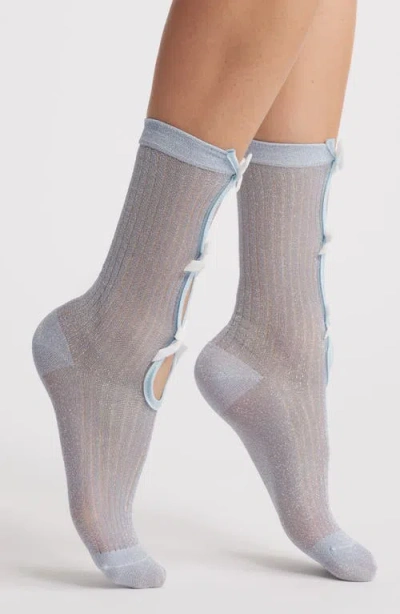 High Heel Jungle Assorted 2-pack Metallic Crew Socks In Ice/white