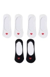 High Heel Jungle Assorted 3-pack Secret Heart No Show Socks In Black White