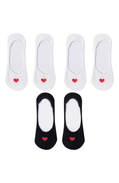 High Heel Jungle Assorted 3-pack Secret Heart No Show Socks In Black White