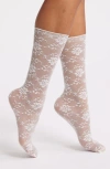 High Heel Jungle Ava Sheer Lace Crew Socks In White