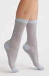 High Heel Jungle Beam Metallic Rib Crew Socks In Blue