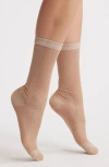 High Heel Jungle Beam Metallic Rib Crew Socks In Neutral