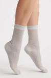 High Heel Jungle Beam Metallic Rib Crew Socks In Gray